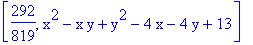 [292/819, x^2-x*y+y^2-4*x-4*y+13]